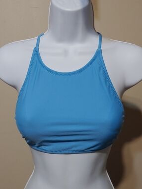 Volcom High-Neck Bikini Top in Sky Blue